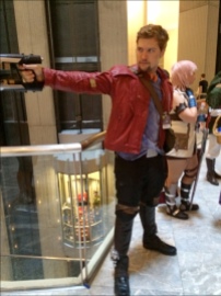 The best thing about Dragon Con, I take a photo of a Star Lord and get an elevator photo bomb with a Dalek and a Cyberman.