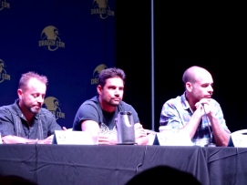 CW's Arrow Panel! We were seated only six rows back. Left to Right: David Nykl, Manu Bennett (Slade Wilson), Paul Blackthorn (Det. Lance)