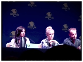 CW's Arrow Panel (Left to Right): Katrina Law (Nyssa al Ghul), Caity Lotz (Sarah Lance), David Nykl (Russion dude)